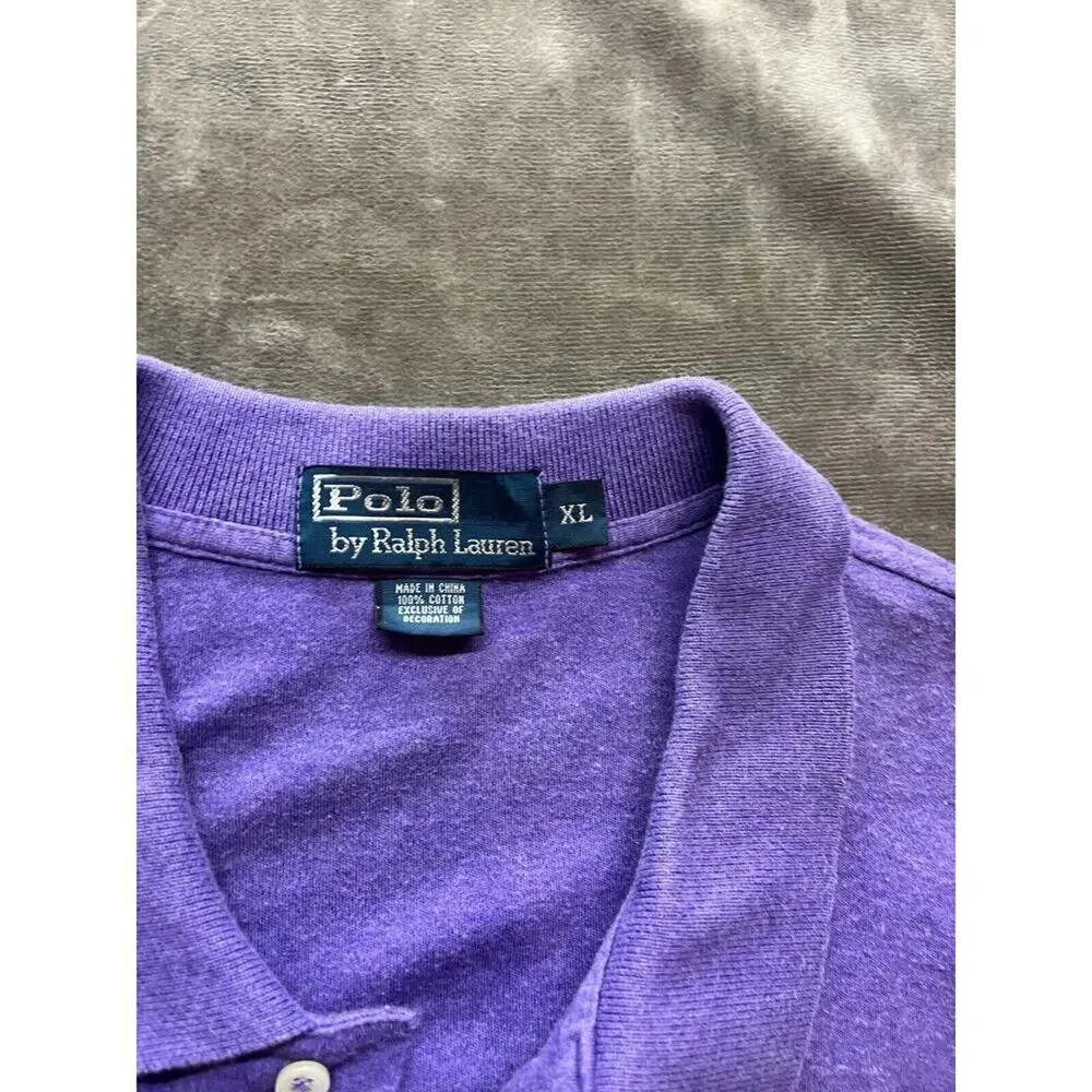 Ralph Lauren Polo Shirt XL Purple Yellow Pony Classic‎ Preppy Mens